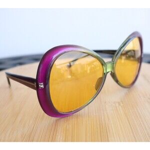 Dr. Peepers Oversize Sunglasses Purple/Green Amber Lens Butterfly Boho Hippy